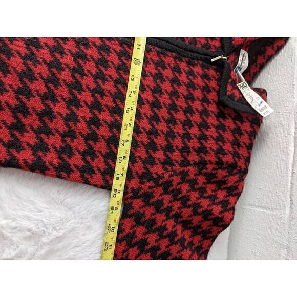 Paul Harris Design Vintage 100% Wool Red Houndstooth Full zip Cardigan Sweater N - Picture 5 of 7